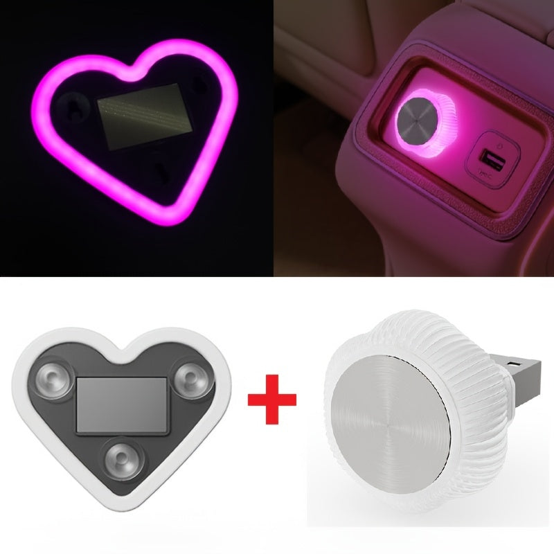 Éclairage d'ambiance LED pour intérieur de voiture – Veilleuse néon en forme de cœur et de fleur, alimentée par USB, décoration de fenêtre de voiture mignonne pour femmes et filles, accessoires de voiture pour la Saint-Valentin | Velora