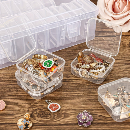Boîte de rangement transparente pour perles, 30 compartiments, couvercle à charnière, lot de 3 ou 5, conteneur de stockage pour bijoux, fabrication de bracelets, loisirs créatifs, nail art, 22,4 x 17 cm