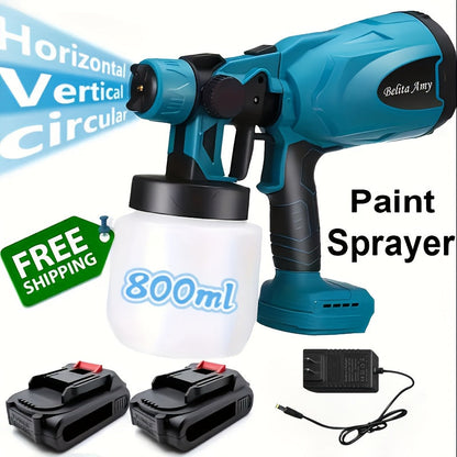 Pistolet à peinture électrique HVLP – Pistolet pulvérisateur airless avec 3 motifs, réservoir de 800 ml, nettoyage facile pour maison, meubles, placards, clôtures, murs, voitures et projets de bricolage
