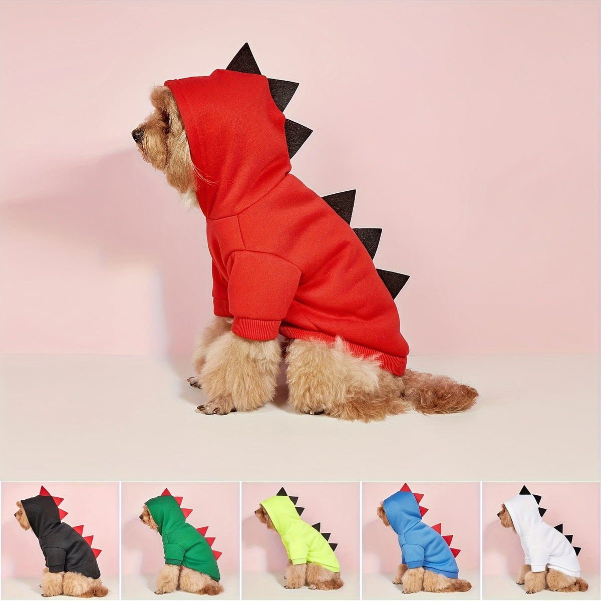 Sweat-shirt costume de dinosaure pour chiens et chats - Costume rigolo à capuche pour animaux avec épines de dino, tenue de cosplay douce et chaude pour Halloween pour petits et moyens animaux