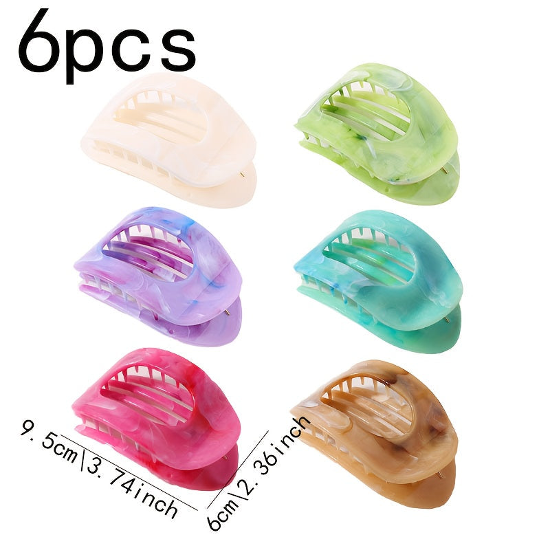 Lot de 5/6 pinces à cheveux requin surdimensionnées – Pinces plates extra-larges antidérapantes pour cheveux épais, plage, fête et usage quotidien, couleurs vives