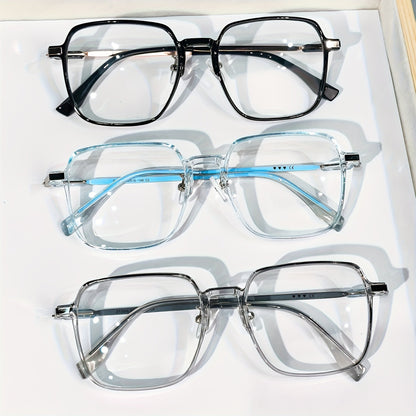 Lunettes de lecture surdimensionnées anti-lumière bleue pour hommes et femmes – Lunettes de repos pour écran à verres transparents, charnières à ressort en métal, dioptries de +1,0 à +4,0, 4 couleurs