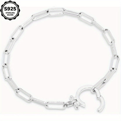 Bracelet maillons Parker en argent sterling 925 pour femme - Chaîne trombone avec boucle iconique, bracelet bohème élégant et luxueux, cadeau pour femme, maman, amie - Saint-Valentin, Noël, anniversaire