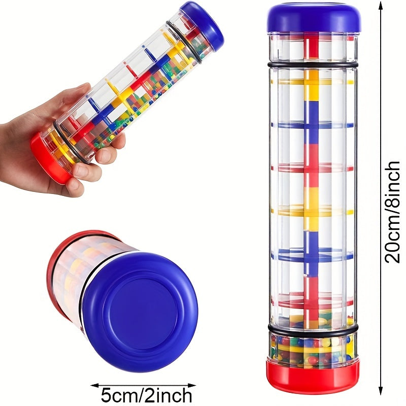 Jouet musical bâton de pluie coloré pour bébés 40 cm, hochet translucide, perles vibrantes, son de pluie, instrument sensoriel éducatif, reconnaissance des couleurs, développement de la coordination, cadeau dès la naissance, ABS sûr