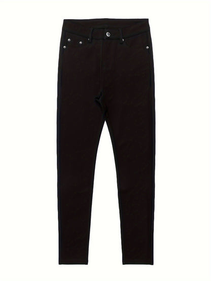 Jean skinny stretch taille haute pour femme, détail bouton en métal, style urbain, pantalon en jean coupe ajustée, 10 couleurs, S-XXL