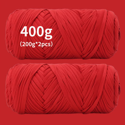 Fil de coton pour t-shirt 400 g (2 x 200 g) mélange de coton épais en 49 couleurs – Fil épais et doux pour paniers au crochet, sacs, tapis, projets de macramé et tricot – Fil de loisirs créatifs idéal pour les débutants