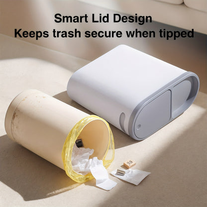 Petite poubelle de salle de bain avec poignées intégrées, lot de 1 ou 2 – Corbeille à papier en plastique antirouille, design gain de place pour salle de bain, buanderie et bureau, sacs poubelle inclus