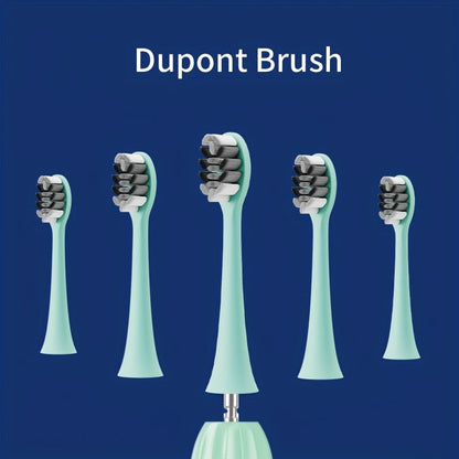 Sonic Electric Toothbrush IPX8 Waterproof USB Rechargeable with 5 Replacement Brush Heads Smart Timer Metal Shaft for Adults Men Women Couple Style Rechargeable Oral Care