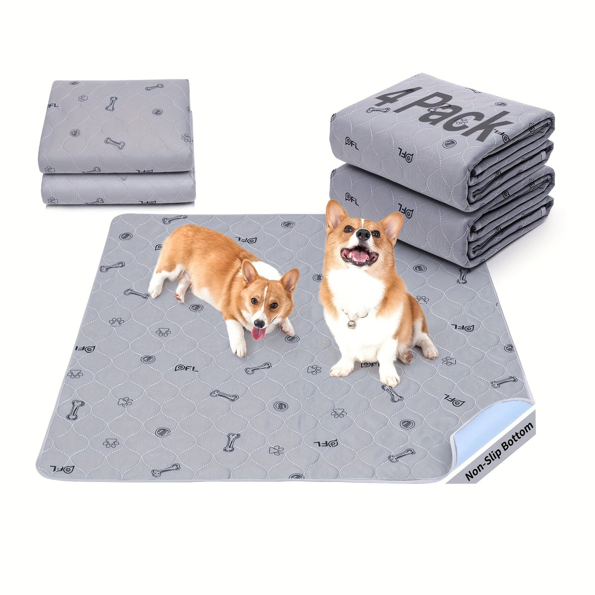 Alèses lavables et réutilisables pour chien avec motif os – Alèses d'entraînement pour chiot antidérapantes, imperméables et absorbantes, tapis de mise bas lavables en machine pour canapé, cage, parc et apprentissage de la propreté, plusieurs tailles