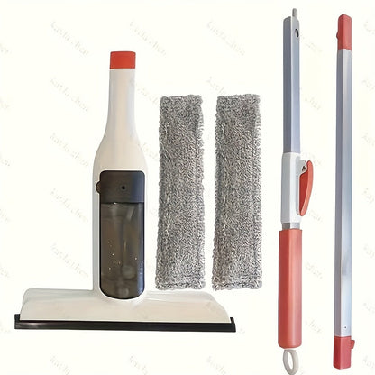 Kit de nettoyage pour vitres 3-en-1 avec rac lette et grattoir sur manche métallique durable pour fenêtres en hauteur, parois de douche et pare-brise de voiture – Outil de nettoyage domestique sans traces