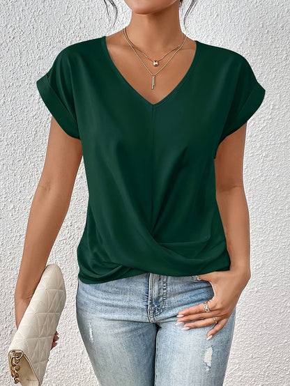 T-shirt à manches courtes pour femme – Haut basique décontracté de couleur unie disponible en 12 coloris, t-shirt doux et confortable pour le printemps et l'été