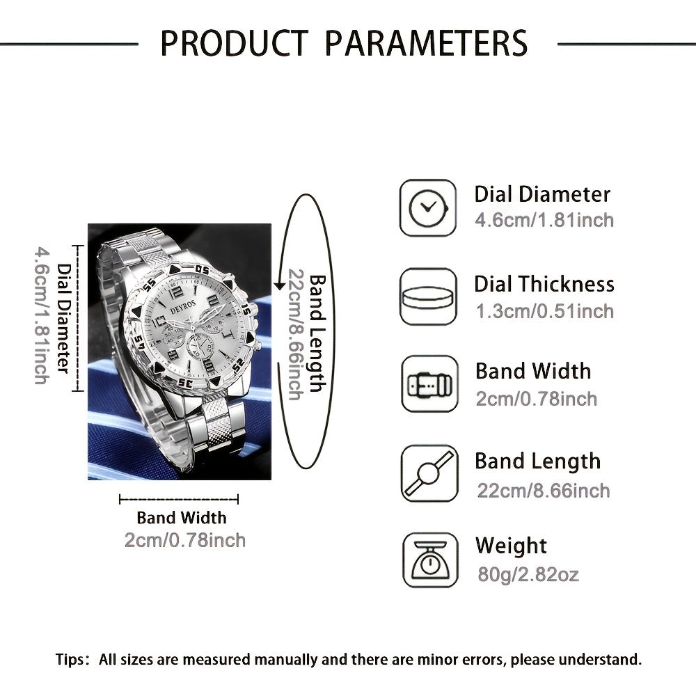 Coffret de 2 montres à quartz pour homme – Boîtier en acier inoxydable et bracelet en silicone, cadran rond classique, style décontracté et professionnel, coffret cadeau de montres sportives pour hommes, ensembles A B C D disponibles