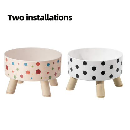 Elevated Cat Bowls Set of 2 - Vibrant Polka Dot Raised Pet Dishes with Neck Support for Cats, Collapsible Feeding Bowls for Dogs, Stylish Chic Pet Food & Water Bowls for Indoor Pets