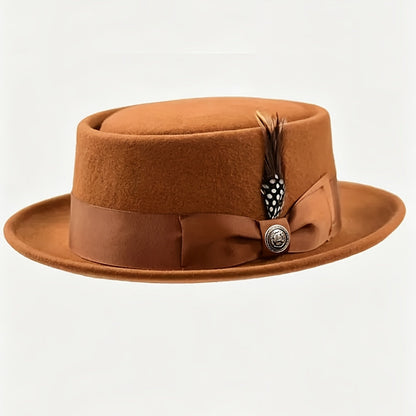 Chapeau pork pie ajustable en laine de qualité supérieure pour hommes et femmes – Style fedora unisexe léger, 5 coloris, idéal pour les fêtes, mariages, festivals, cadeaux de Noël et de Saint-Valentin