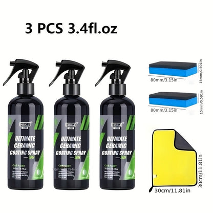 Spray de revêtement céramique pour voiture – Protection de peinture haute brillance et agent de renouvellement de revêtement, spray de protection céramique multifonctionnel à action rapide pour peinture, vitres et garnitures de voitures, camions et SUV
