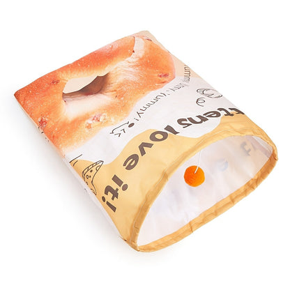 Tunnel de jeu bruyant pour chat avec papier froissé – Jouet sensoriel sonore d'auto-divertissement pour chats d'intérieur, puzzle interactif anti-ennui, 4 styles amusants incluant un sac à friandises et un design à pompon en fourrure