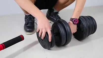 Set d'haltères réglables 10 kg & 20 kg pour hommes et femmes – Équipement de musculation pour salle de sport à domicile avec barre de connexion et disques pour entraînement de force, renforcement musculaire et remise en forme