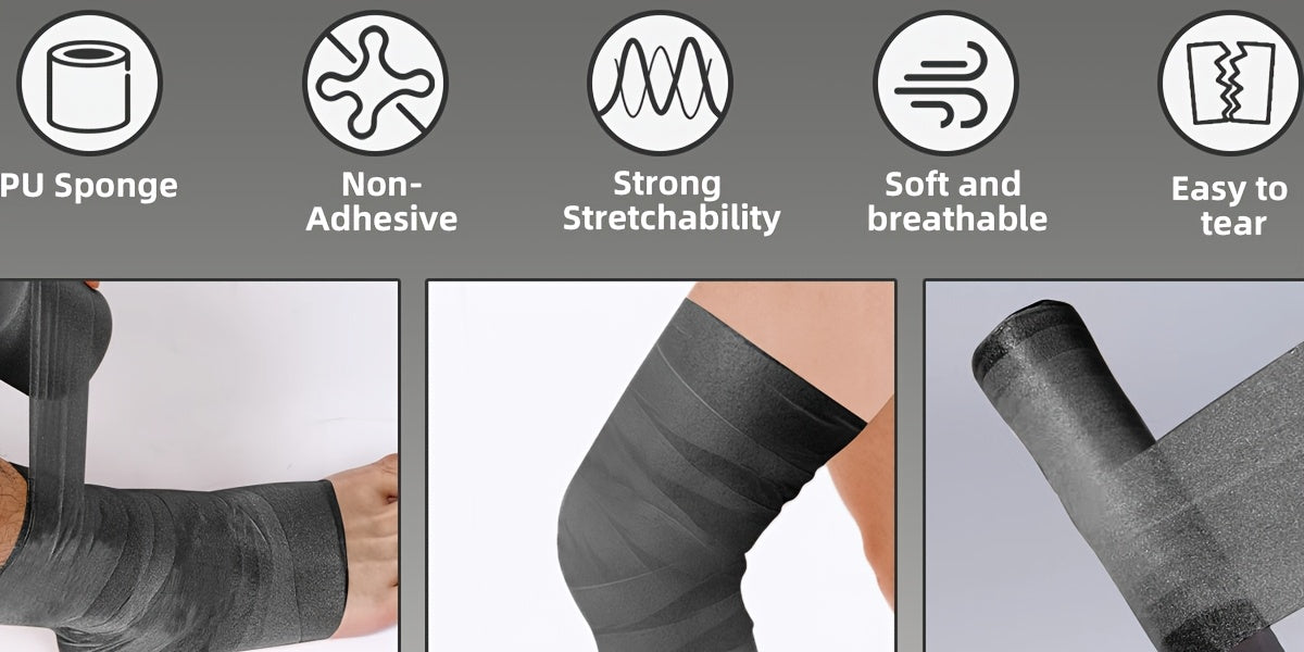 Bande de mousse protectrice (sous-bandage) OK TAPE pour le sport, 4 rouleaux - Protection pour chevilles, poignets, mains et genoux, 7 cm x 27,5 m par rouleau