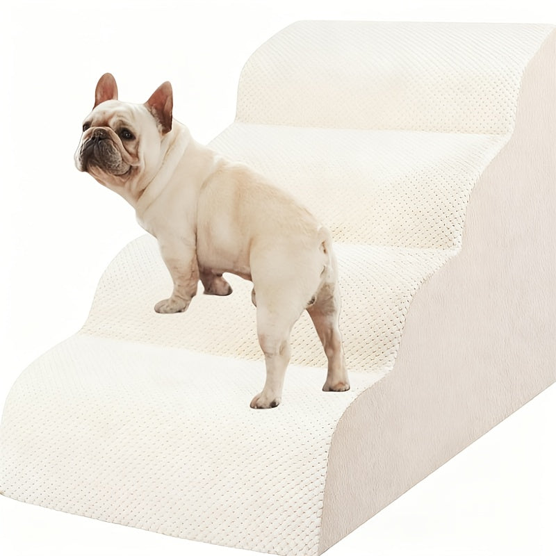 NIUBYA Escaliers pour chiens extra larges pour petits chiens – Marches pour animaux en mousse haute densité, fond antidérapant, rampe rembourrée douce pour lits hauts, canapés et divans, idéal pour les chiens âgés ou blessés, polypropylène, compact