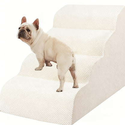 NIUBYA Escaliers pour chiens extra larges pour petits chiens – Marches pour animaux en mousse haute densité, fond antidérapant, rampe rembourrée douce pour lits hauts, canapés et divans, idéal pour les chiens âgés ou blessés, polypropylène, compact