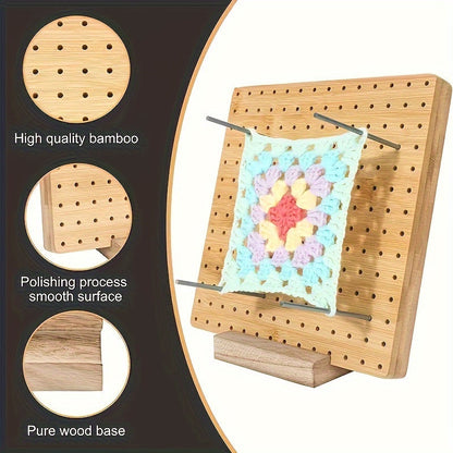 Ensemble de planche de blocage pour crochet en bois avec 20 épingles en acier et base, kit de blocage de tricot réutilisable pour mettre en forme des châles en dentelle, pulls, fournitures d'art de tricot pour débutants
