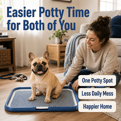 Bac à litière étanche pour chien, toilettes d'intérieur pour chiot avec grille amovible, support de tapis de propreté lavable pour l'apprentissage des chiots en appartement, station sanitaire pour petits et moyens chiens