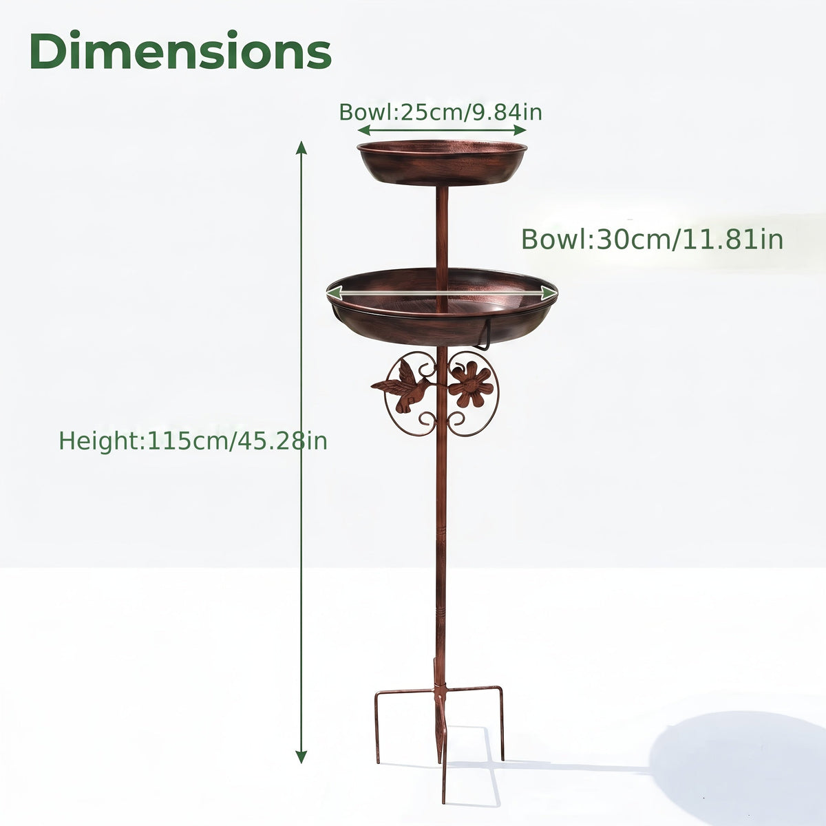 Ensemble abreuvoir et mangeoire pour oiseaux en métal avec motif tournesol – Colonne à base à 5 griffes, décoration de jardin résistante aux intempéries pour arrière-cour, cour et terrasse, attire les oiseaux sauvages