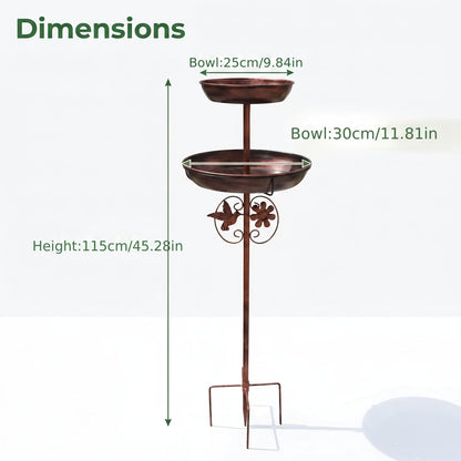 Ensemble abreuvoir et mangeoire pour oiseaux en métal avec motif tournesol – Colonne à base à 5 griffes, décoration de jardin résistante aux intempéries pour arrière-cour, cour et terrasse, attire les oiseaux sauvages