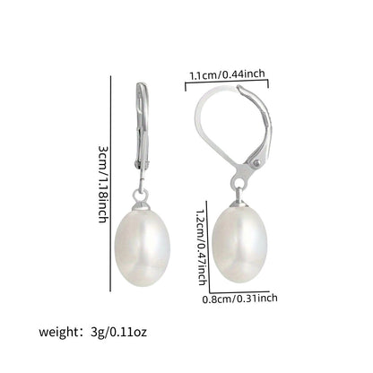 Boucles d'oreilles pendantes en argent sterling 925 avec perles d'eau douce, style français élégant avec fermoir mousqueton pour femmes, cadeau de mariage, de mariée ou de Saint-Valentin