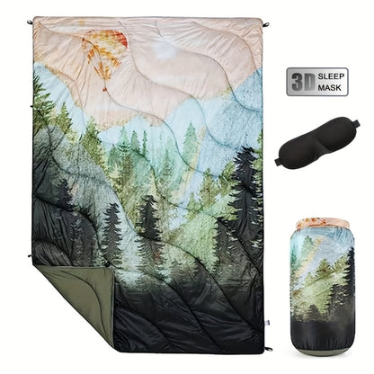Couverture de camping matelassée pour extérieur 140x200 cm, légère, alternative au duvet, ultra chaude, couette de hamac – Couverture de camping imprimée pour les voyages, pique-niques, fêtes sur la plage et temps froid | 140x200 cm