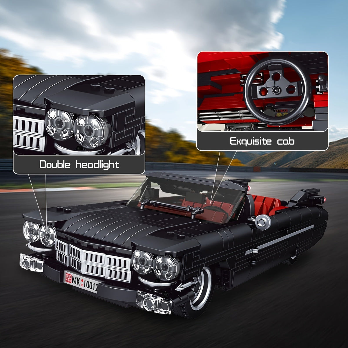Kit de construction de voiture de sport noire Mould King 10012, 1245 pièces, ensemble de construction de modèle de supercar MOC - Modèle d'exposition version statique, cadeau créatif pour adultes et collectionneurs 14 ans et plus
