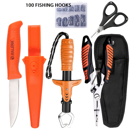 Ensemble de couteaux de pêche 7/23/104/107 pièces – Couteaux à fileter, à désosser et à vider en acier inoxydable avec coupe-fil, kit d'outils de découpe et de sculpture pour le camping, cadeau idéal pour les pêcheurs