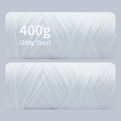 Fil de coton pour t-shirt 400 g (2 x 200 g) mélange de coton épais en 49 couleurs – Fil épais et doux pour paniers au crochet, sacs, tapis, projets de macramé et tricot – Fil de loisirs créatifs idéal pour les débutants