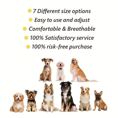 Lot de 7 muselières réglables pour chien – Masque respirant en filet anti-morsure et anti-aboiement pour petits, moyens et grands chiens, ouverture frontale, facile à mâcher, adapté pour boire