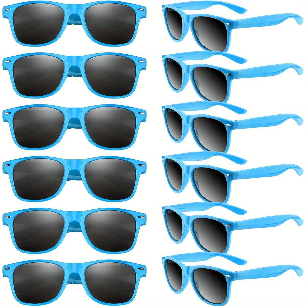 Lot de 12 lunettes de soleil néon colorées, verres incassables anti-UV400 pour adultes, idéales pour anniversaires, fêtes à la plage ou à la piscine, cadeaux d'invités.