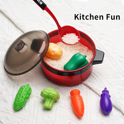 Ensemble de cuisine jouet 47 pièces, jeu d'imitation petit chef avec fruits, aliments et ustensiles réalistes, favorise l'imagination, la dextérité manuelle et l'apprentissage interactif, cadeau pour enfants