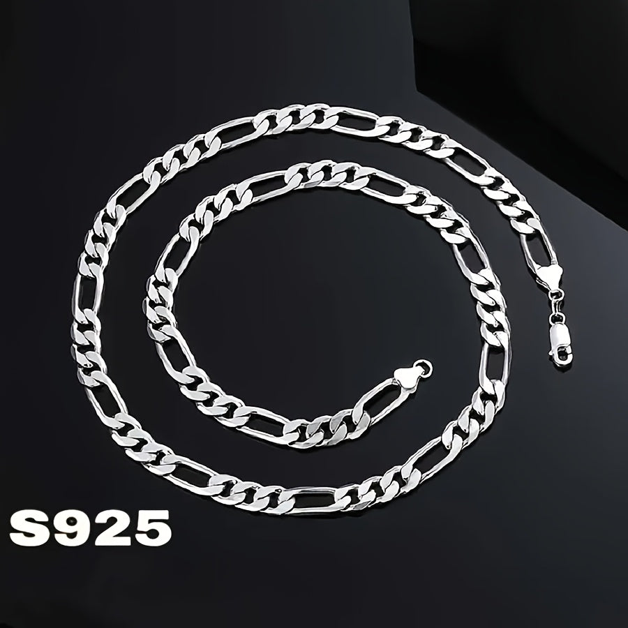 Chaîne Figaro 8 mm en argent sterling 925 italien pour homme et femme – Design minimaliste rétro audacieux, collier à maillons épais unisexe avec coffret cadeau, tailles 20 à 24 pouces