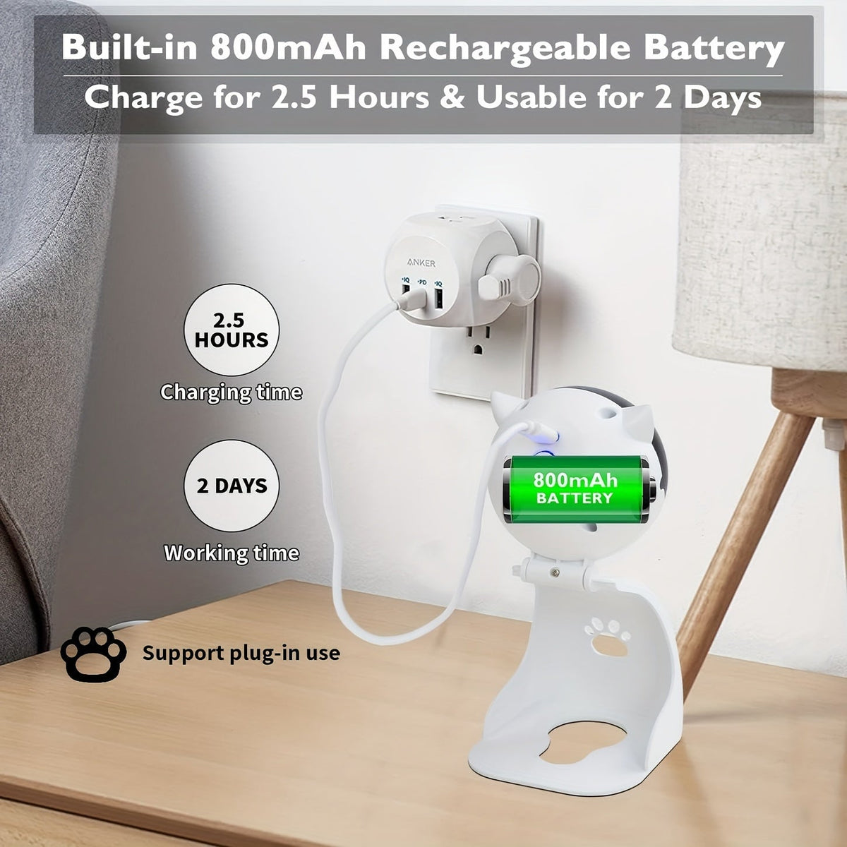 Jouet laser automatique pour chat rechargeable par USB – 3 modes de vitesse, à suspendre ou à poser, angle réglable de 0 à 130°, batterie 800 mAh, arrêt automatique après 15 min, pointeur laser interactif pour chats, chatons et chiens d'intérieur