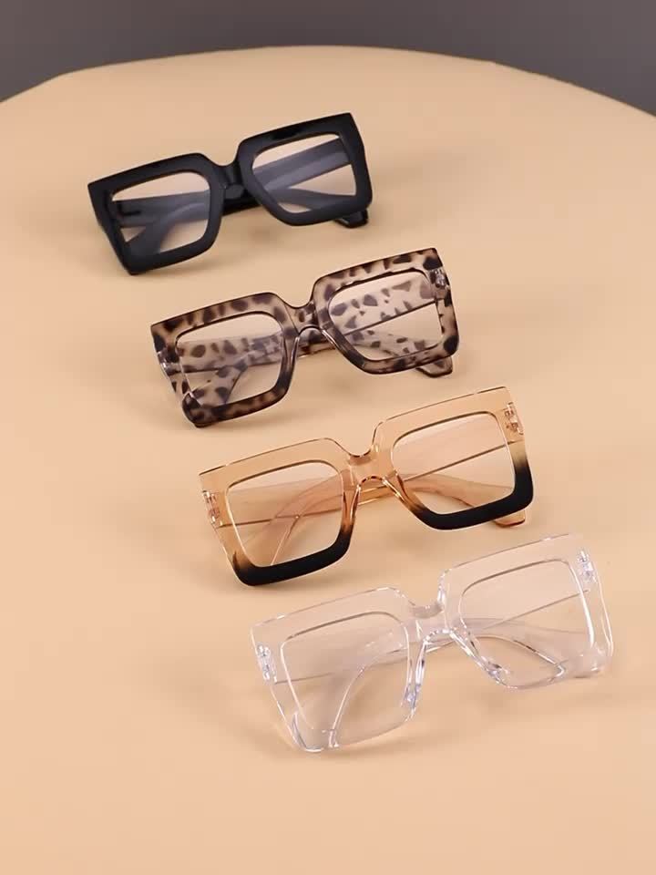 Lot de 3 ou 4 paires de lunettes vintage à monture carrée complète et verres transparents en polycarbonate pour femmes et hommes - Style rétro pour le bureau ou le quotidien, montures anti-lumière bleue