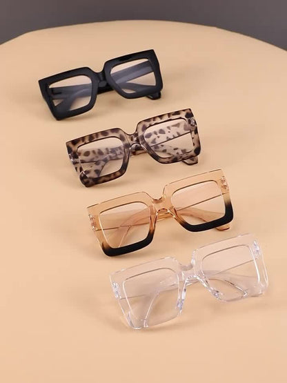 Lot de 3 ou 4 paires de lunettes vintage à monture carrée complète et verres transparents en polycarbonate pour femmes et hommes - Style rétro pour le bureau ou le quotidien, montures anti-lumière bleue
