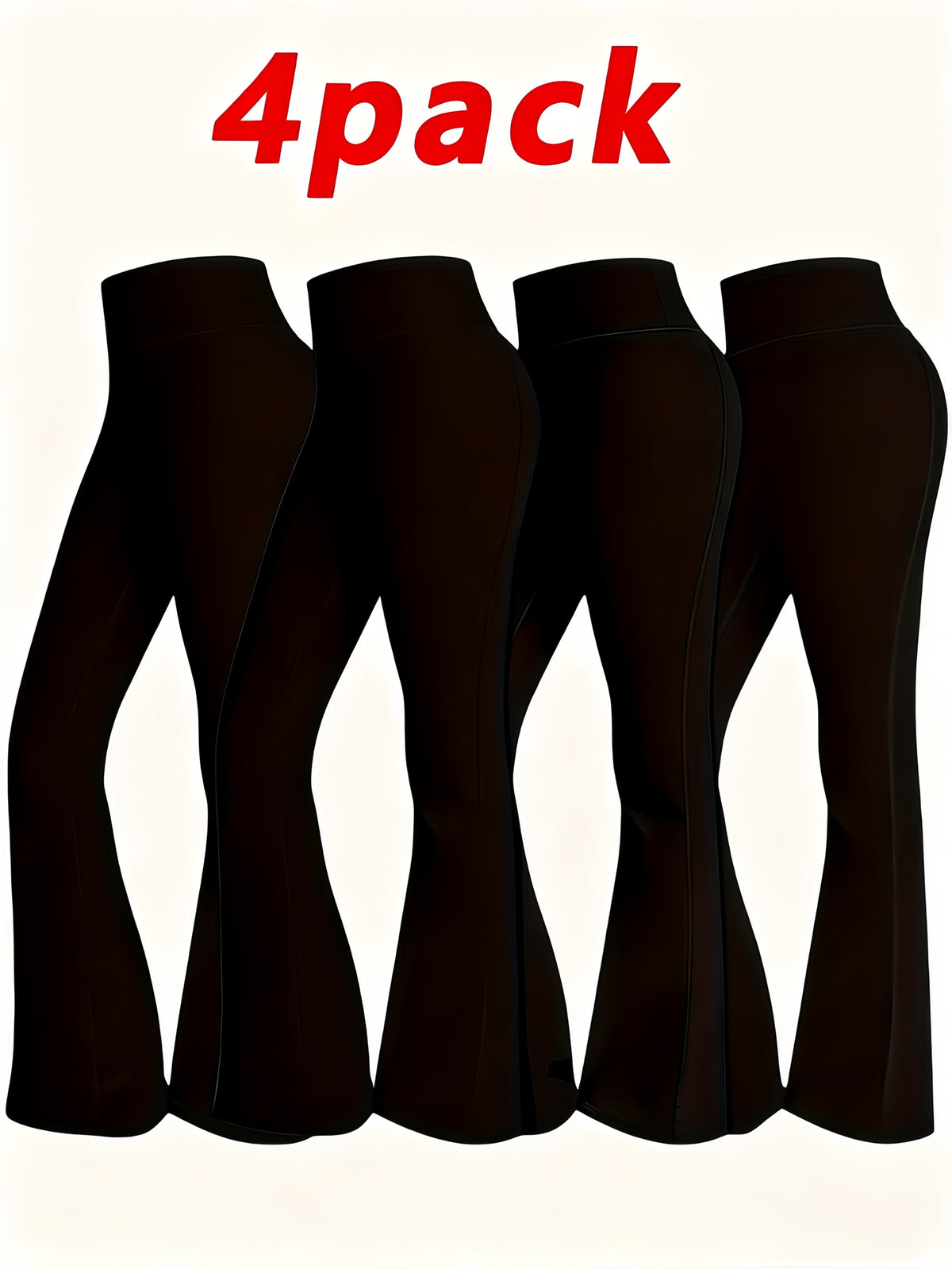 Ensemble 4 pièces pour femme : pantalon taille haute à jambes évasées – Tenue décontractée printemps-été avec fente avant, vêtement d'intérieur flatteur, noir et couleurs assorties, tailles S à XXL