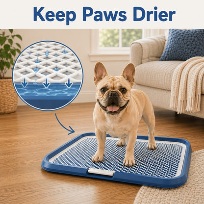 Bac à litière étanche pour chien, toilettes d'intérieur pour chiot avec grille amovible, support de tapis de propreté lavable pour l'apprentissage des chiots en appartement, station sanitaire pour petits et moyens chiens