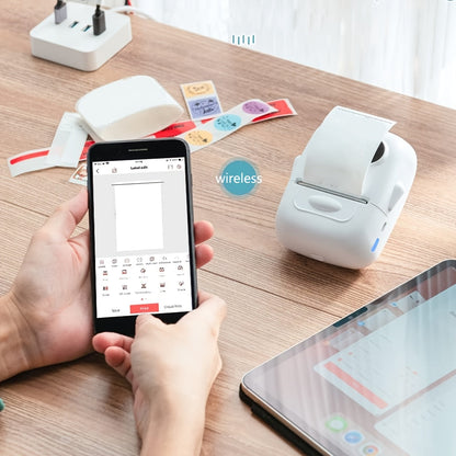 Marklife 2-Inch Portable Wireless Thermal Label Printer – Bluetooth Inkless Sticker Maker for iPhone & Android, Small Business Shipping Labels, Kitchen, Office & Home Organization, Includes 1 Roll White Labels
