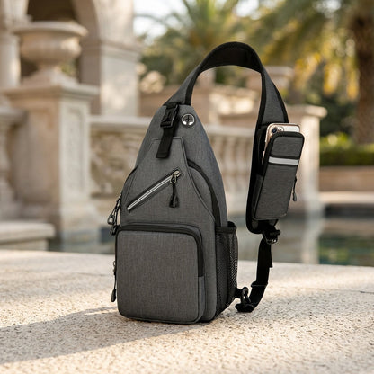 Sac à bandoulière grande capacité pour hommes et femmes – Sac de voyage polyvalent style sport brodé avec fermeture éclair sécurisée, idéal pour les trajets quotidiens mains libres et les activités en plein air, plusieurs coloris disponibles