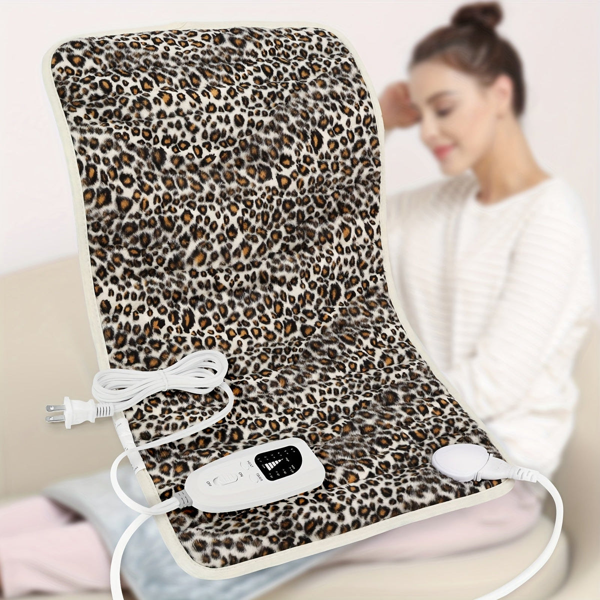 Coussin chauffant extra large 60 cm x 30 cm pour le dos, le cou et les épaules – 6 réglages de chaleur, arrêt automatique, utilisation humide/sèche, flanelle lavable, cadeau idéal