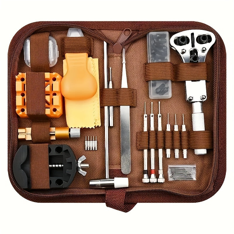 Kit de 168 outils de réparation de montre pour horlogers – Kit professionnel complet avec ouvre-boîtier, outil à barres à ressort, chasse-goupilles et accessoires de réparation, cadeau idéal pour les passionnés d'horlogerie