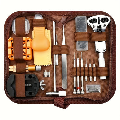 Kit de 168 outils de réparation de montre pour horlogers – Kit professionnel complet avec ouvre-boîtier, outil à barres à ressort, chasse-goupilles et accessoires de réparation, cadeau idéal pour les passionnés d'horlogerie