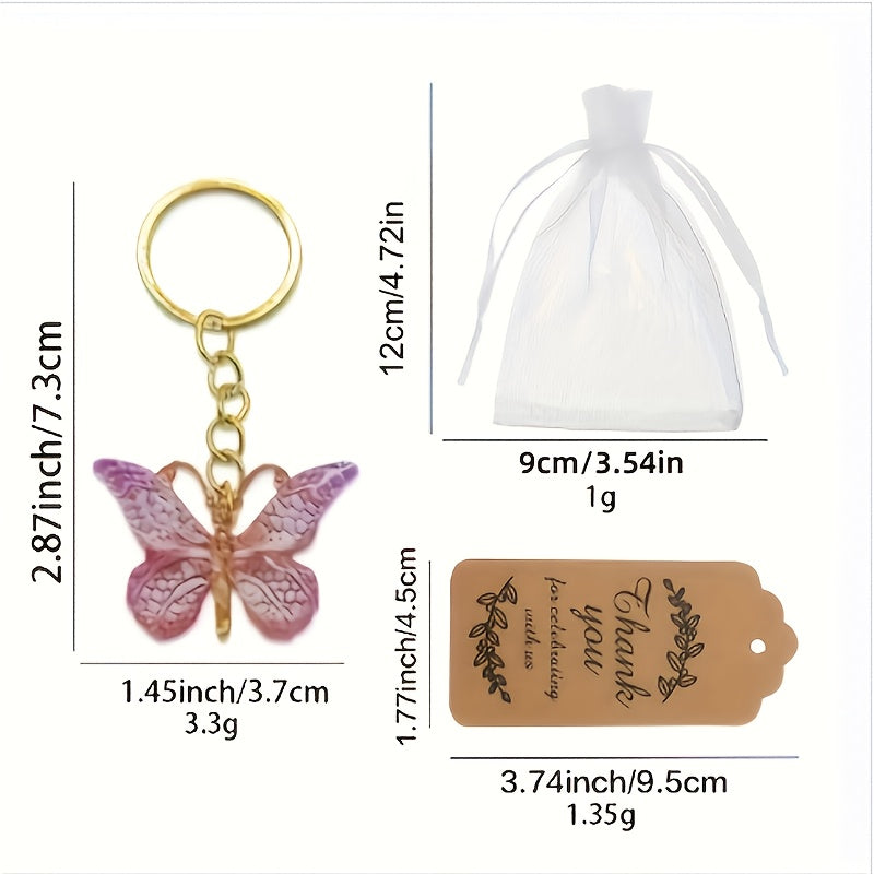 Lot de 36 porte-clés papillon aux couleurs dégradées – Breloques papillon élégantes avec anneau pour fêtes, mariages et anniversaires – Cadeau décoratif et souvenirs de fête