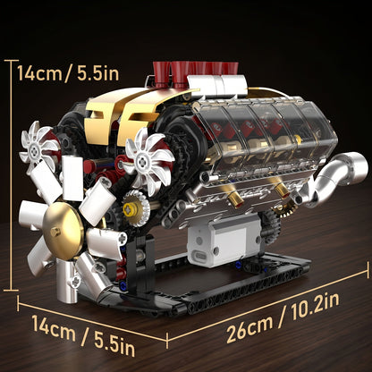 Kit de construction de modèle de moteur mécanique transparent avec simulation de pistons à transmission par engrenages automatisée, projet scientifique STEM pour adolescents, adultes, amateurs et mécaniciens, cadeau d'anniversaire ou de Noël