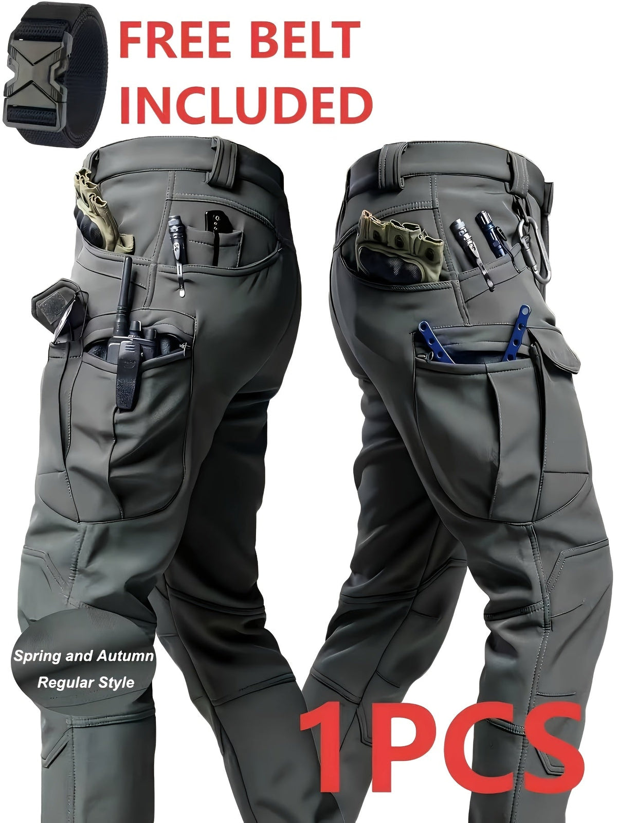 Pantalon cargo tactique léger à séchage rapide pour homme – Pantalon de randonnée respirant multi-poches avec ceinture, coupe décontractée pour travail en extérieur, toutes saisons, résistant à l'usure – M à XXXL, Noir / Gris / Kaki
